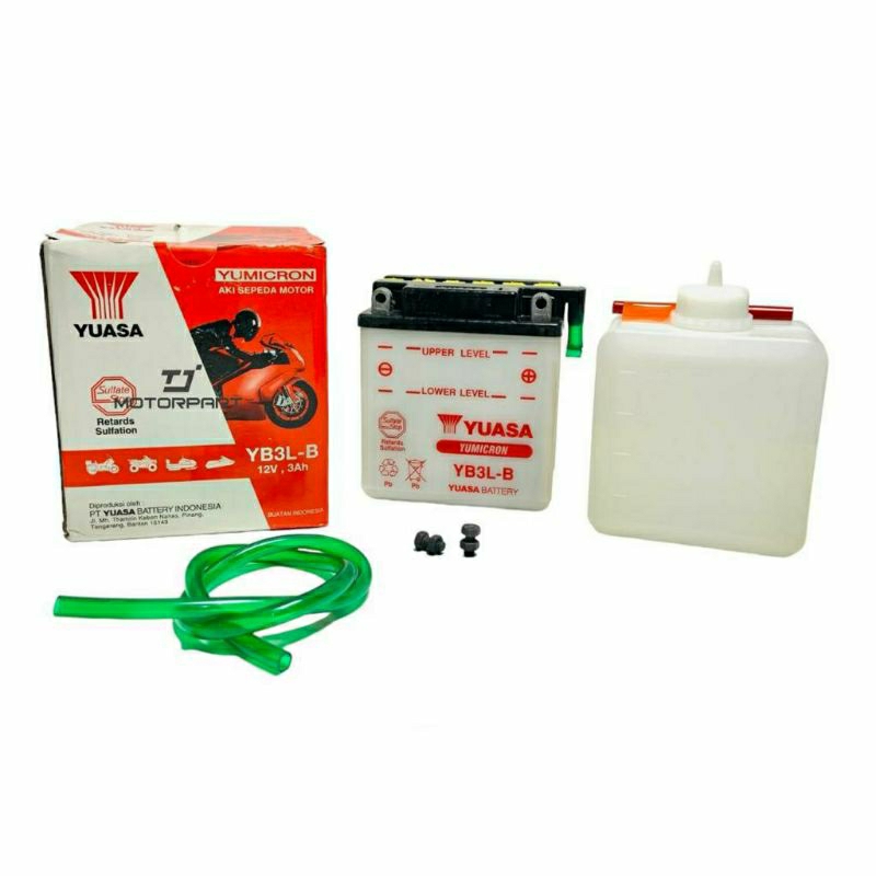 Original YUASA YB3L B Aki RX King Ninja R Satria 2 Tak Accu Basah Motor 12V 3AH Asli Ori