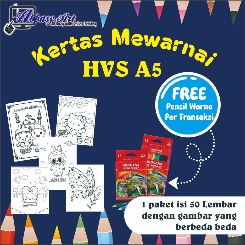

Gambar Mewarnai Paket 50 Gambar FREE Pensil Warna - Lembar Mewarnai