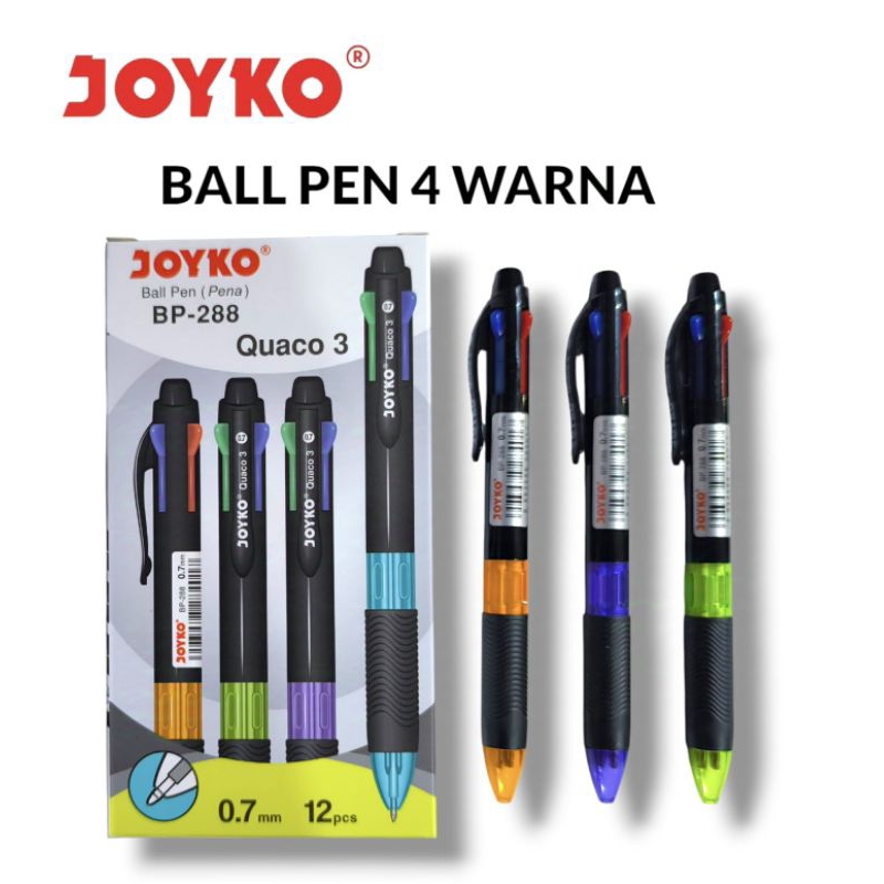 

Ballpen Pullpen Pena 4 Warna 0.7mm JOYKO BP-288 Quaco 3 (Pcs)