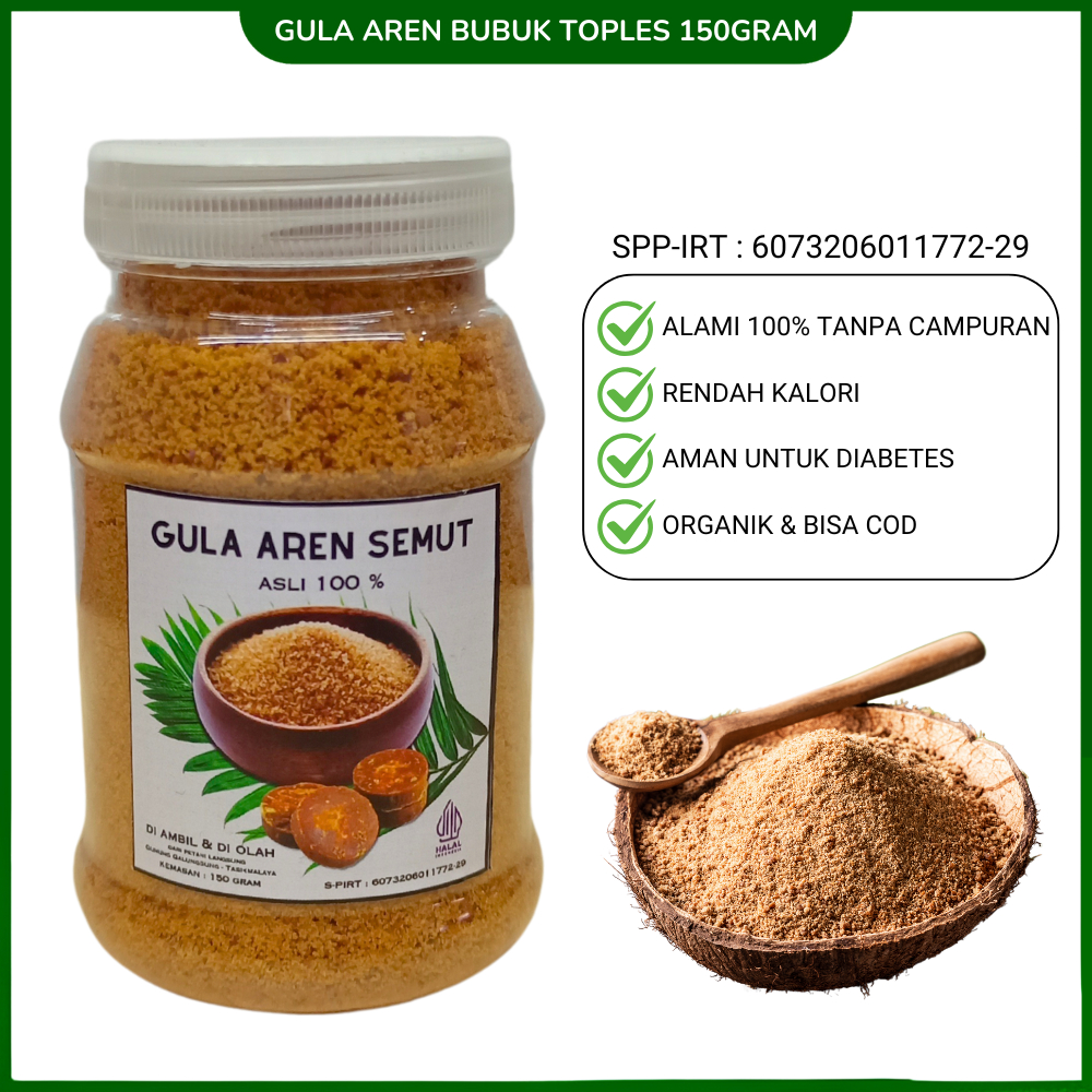 

Gula Aren Semut Original Brown Sugar Bubuk Kemasan Toples