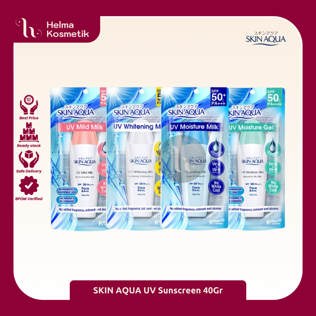 SKIN AQUA Sunscreen SPF 50 PA++++ Tutup Putih | Tutup Biru | Tutup pink | Tutup Hijau Pouch Series 4