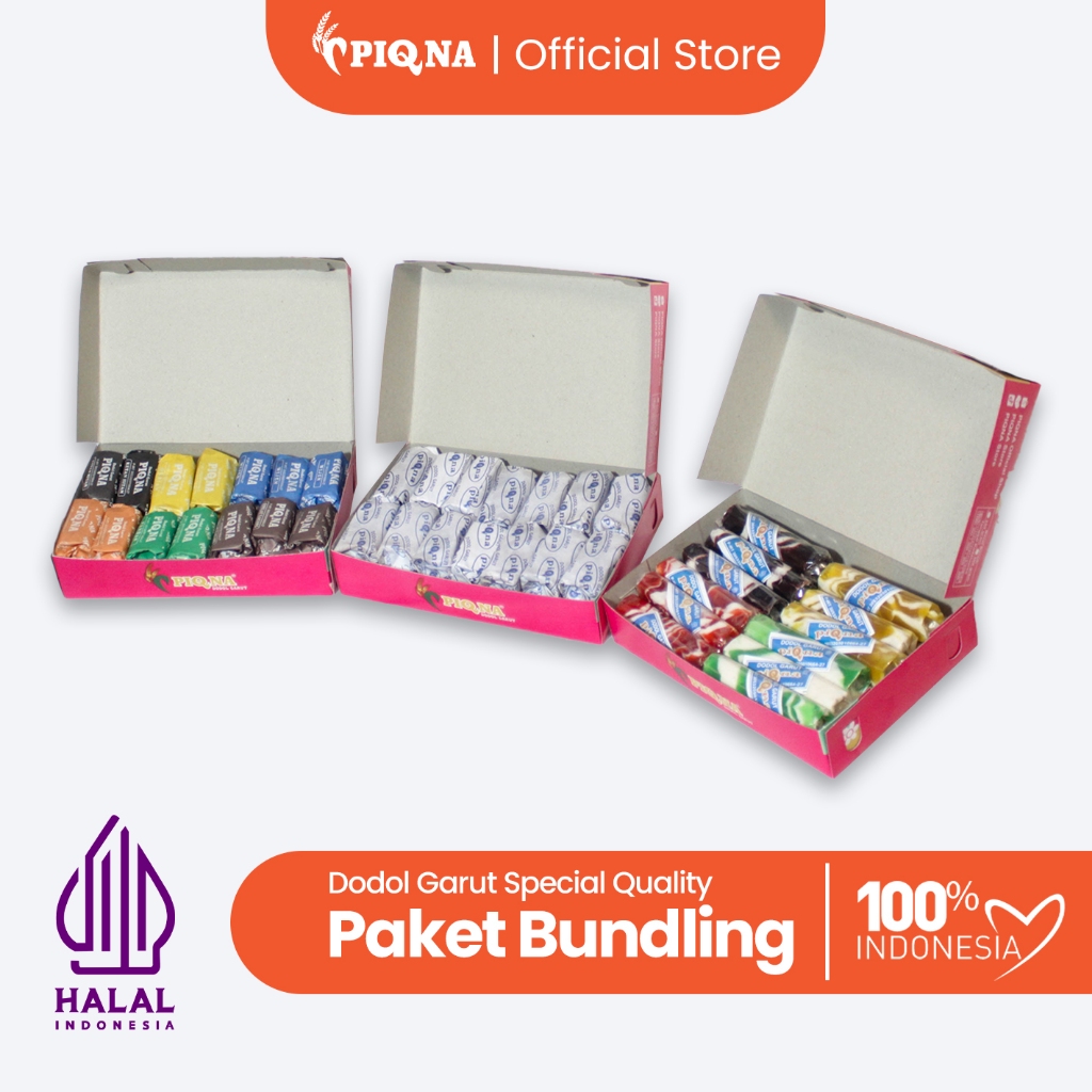 

Dodol Garut PIQNA Paket Bundling 3 | Dodol Garut Original + Dodol Zebra + Dodol Anekarasa