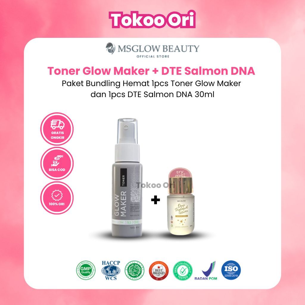 MS GLOW Paket Bundling Toner + DTE salmon DNA