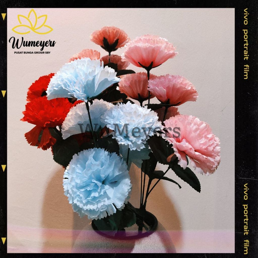 WM 1LUSIN BUNGA CARNATION ANYELIR K5 ARTIFICIAL - POMPOM MUM DANDELION PREMIUM UNTUK HIASAN DEKORASI