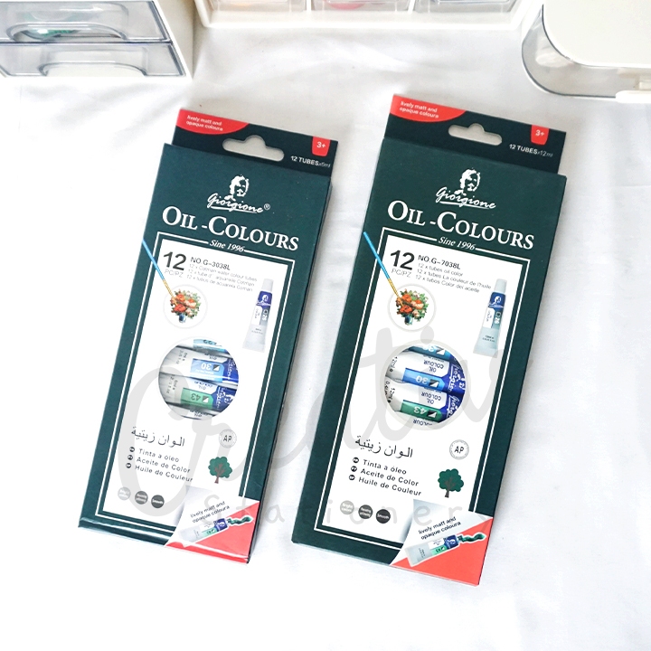 Giorgione Oil Colours Paint Set 12 Warna 6 ML 12 ML G-3038L G-7038L Cat Minyak