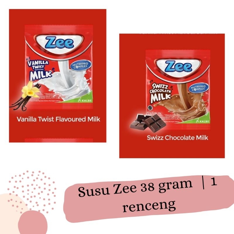 

Zee Vanilla & coklat Twist Flavoured Milk Susu 38 gram | 1 renceng