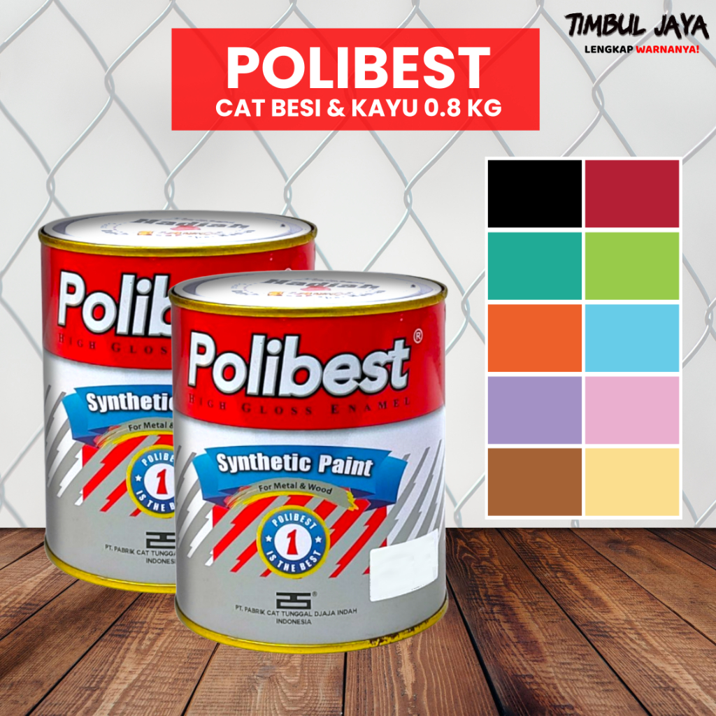 Polibest Cat Minyak Kayu dan Besi 0,8kg / Cat Kayu Pintu dan Jendela / Cat Besi Hitam / Cat Besi Put