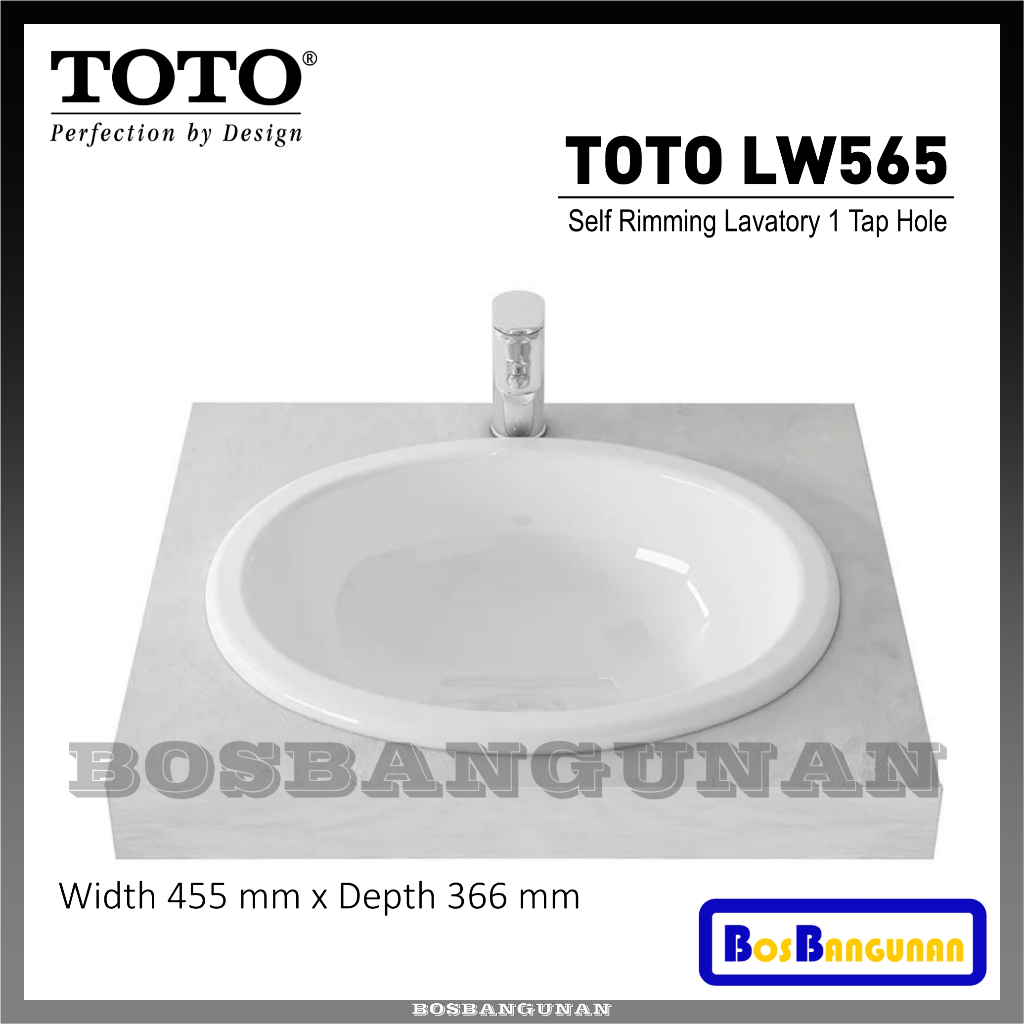 Wastafel Counter TOTO LW 565 / Wastafel Meja TOTO LW565 / Wastafel TOTO LW565 Self Rimming Lavatory 