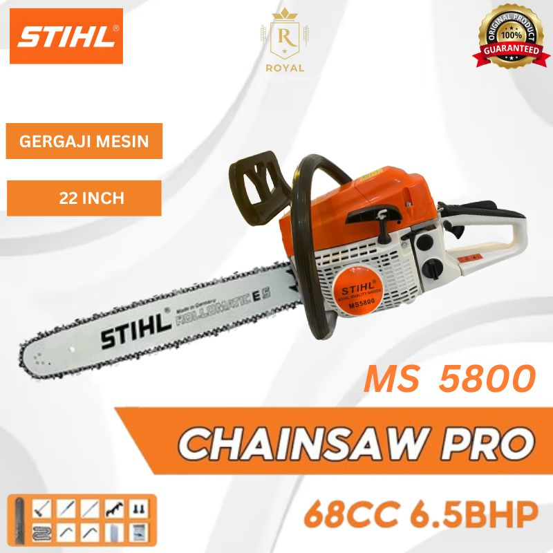 STIHL Gergaji Mesin Potong Kayu Senso Chainsaw Mesin 68CC 2Tak Mesin Gergaji 22 Inch Gergaji Bensin