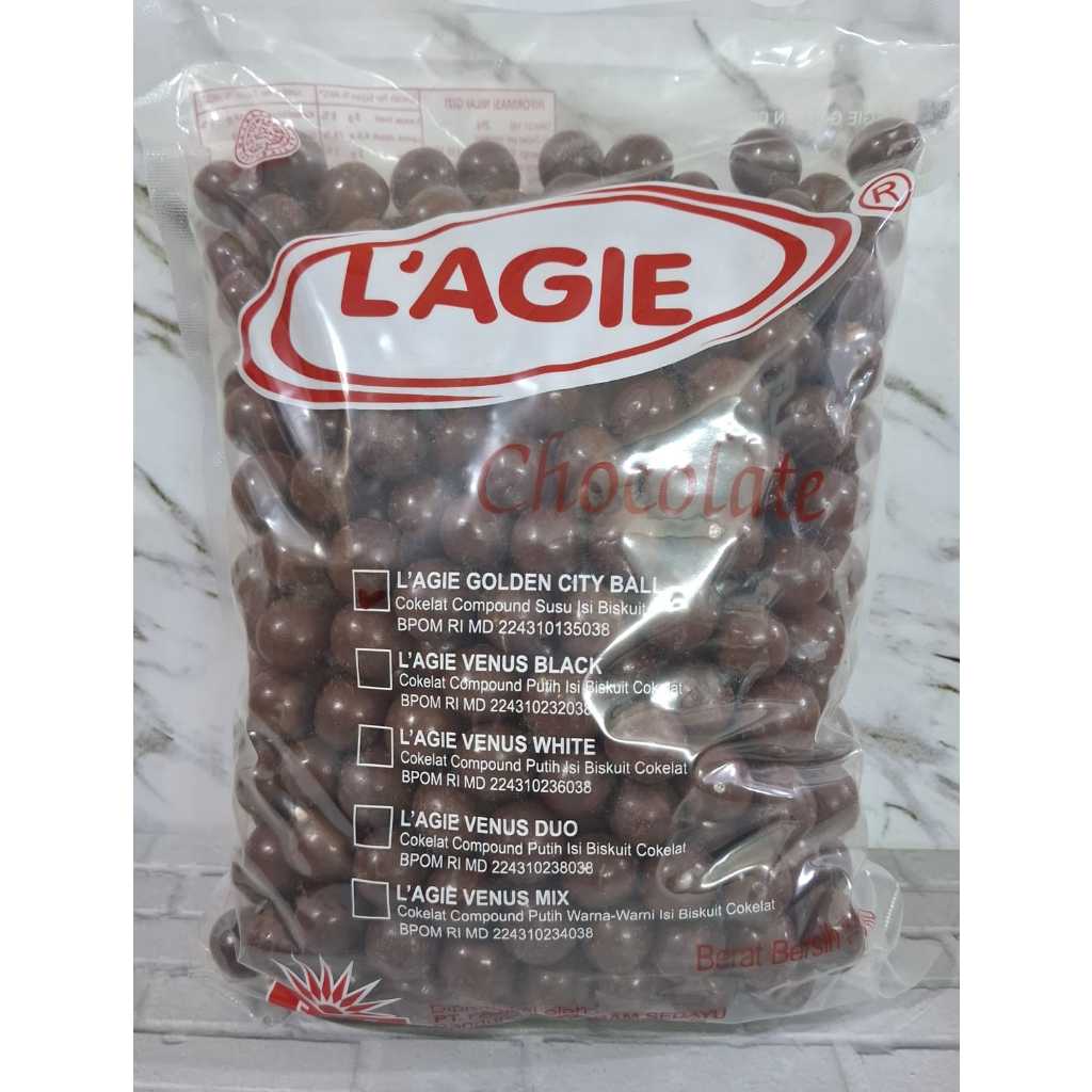

Coklat Lagie Golden City Ball Isi Biskuit Pak 1kg