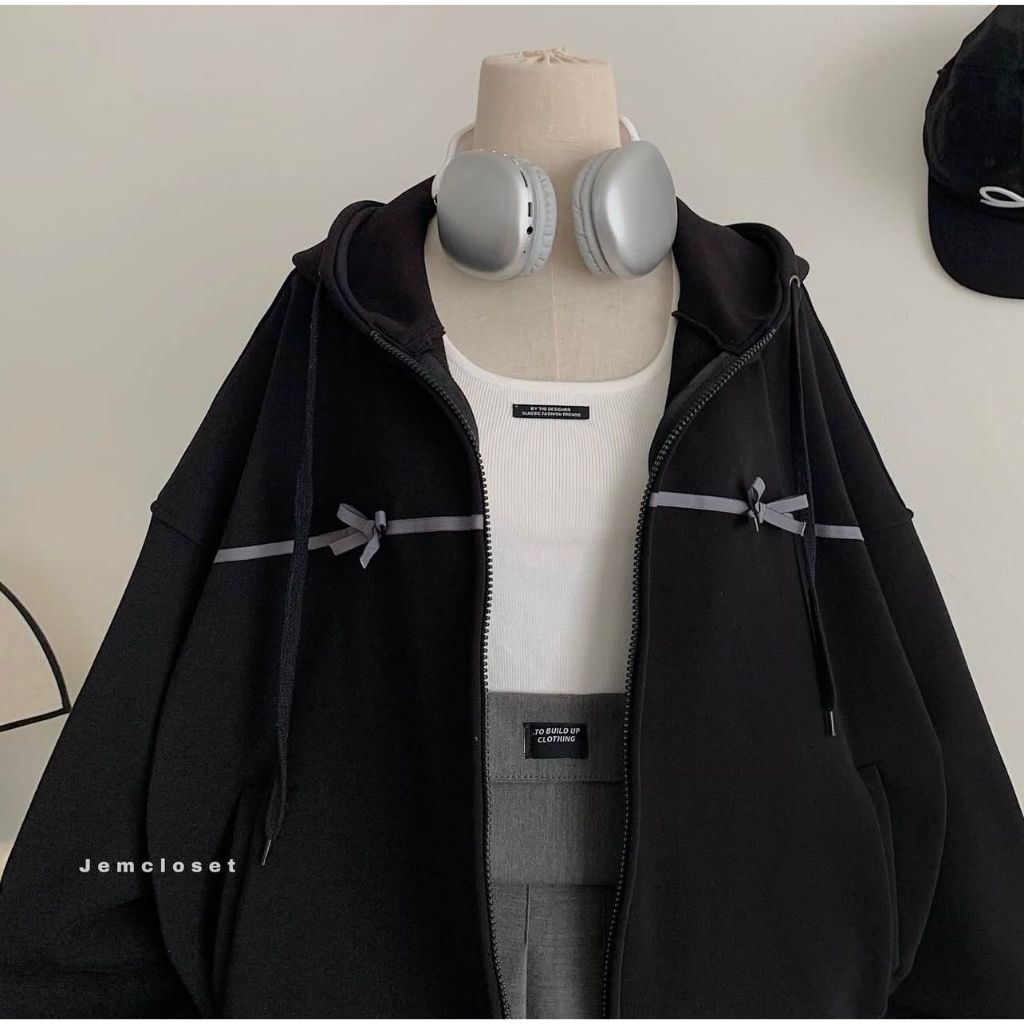 CUCI GUDANG Sweater Hoodie Wanita Tali Pita Oversize Remaja Dewasa Lengan Panjang Musim Gugur