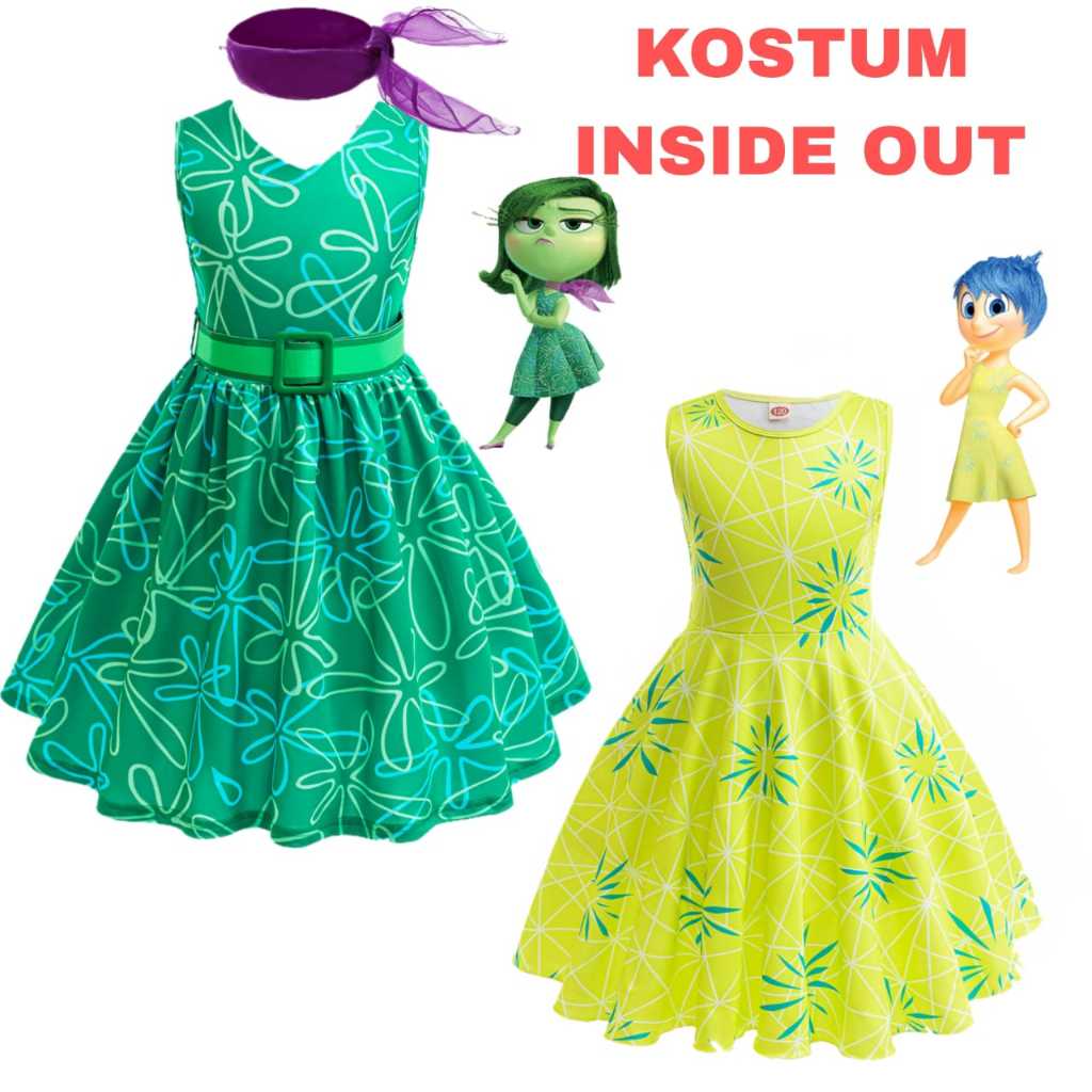 KOSTUM INSIDE OUT KARAKTER HALLOWEEN MOVIE JOY DISQUST ANAK CEWEK HALLOWEEN