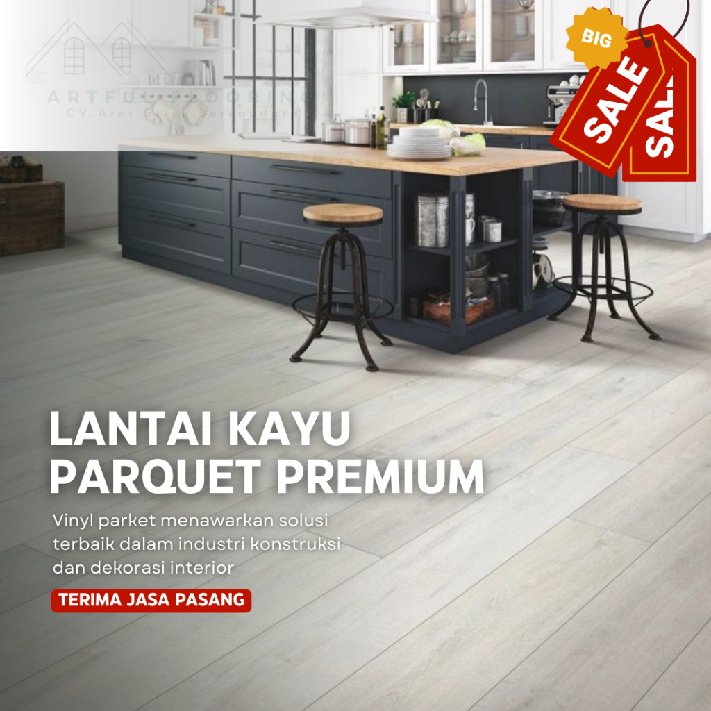 Lantai Parket / Parquet / Parkit Asli-Parket Arni Tebal 8mm