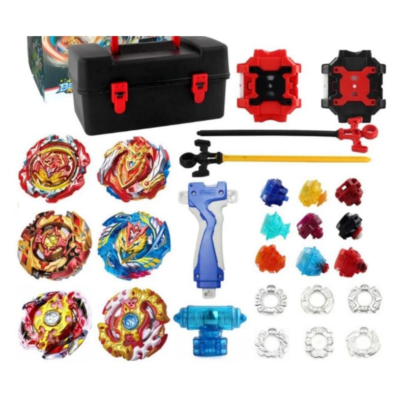beyblade portable box 6 in 1 gasing beyblade set 6pcs mainan anak beyblade burst boooster beyblade m