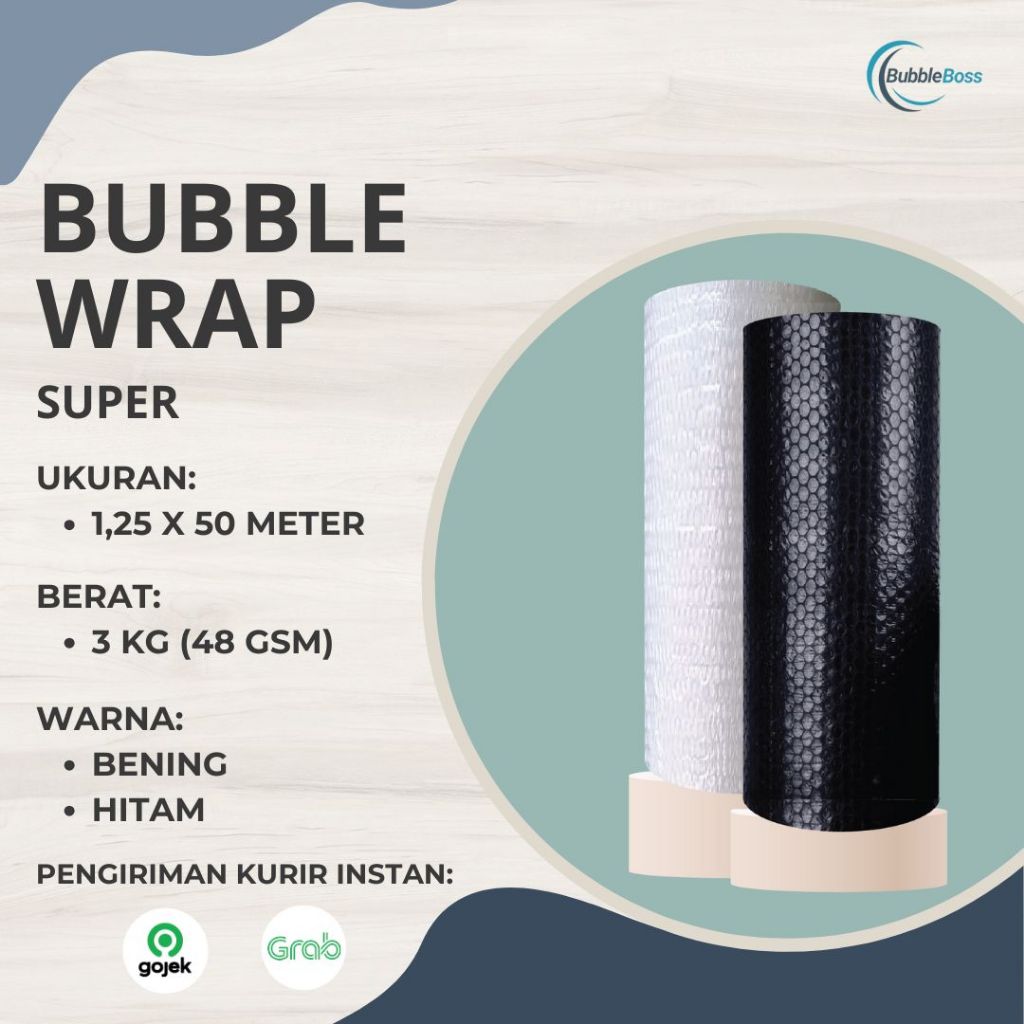 

Bubble Wrap Core 1 Roll 1,25 Meter x 50 Meter - Super 3 KG (48 GSM)