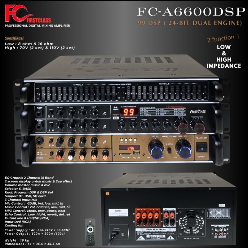 FIRSTCLASS POWER AMPLIFIER FC-A6600DSP
