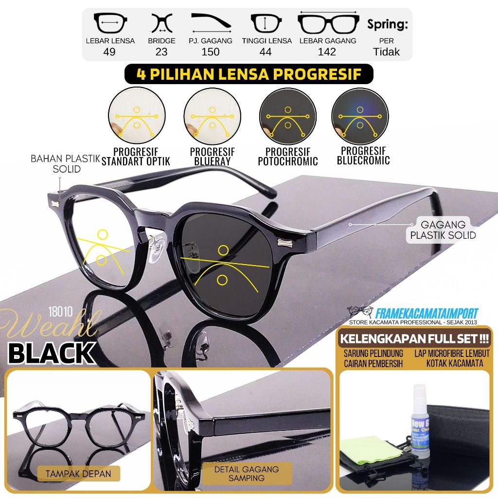 Kacamata Progresif Plastik Kasual Fashionable Pria Wanita Kualitas Optik