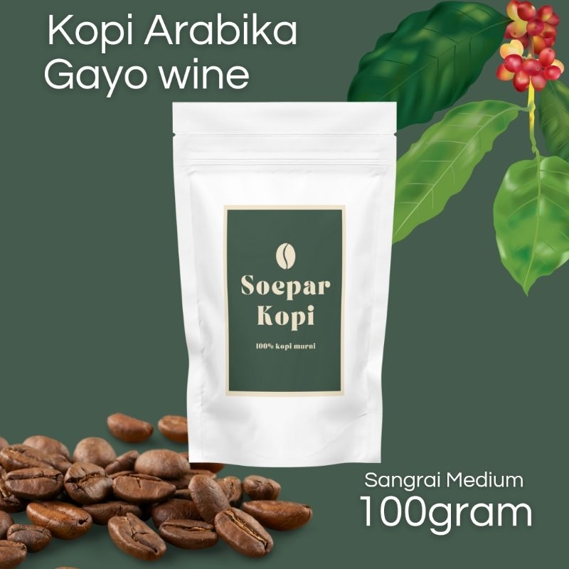 

Kopi Arabika Gayo Wine Sangrai Medium 100% kopi murni tanpa campuran