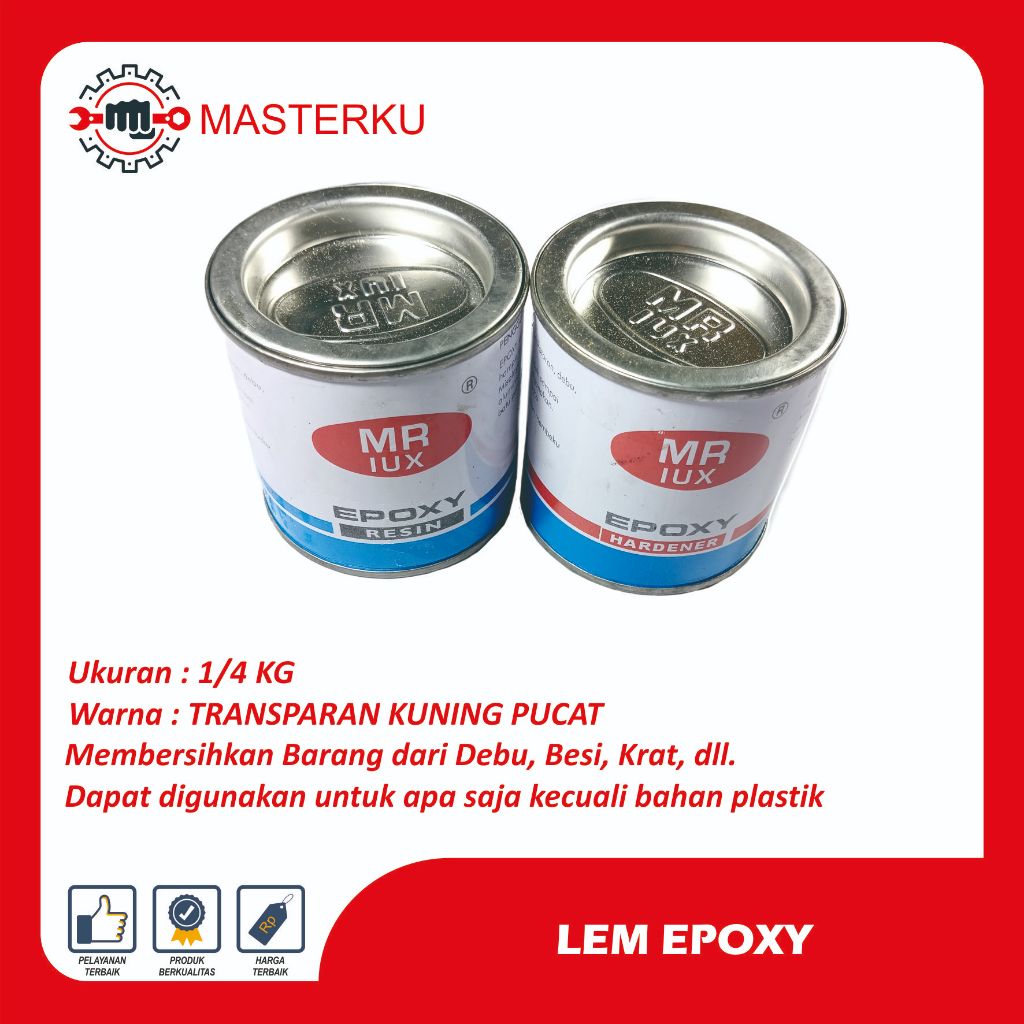 Lem EPOXY Resin Hardener MR LUX kaleng / Resin+Hardener Serbaguna / lem kayu