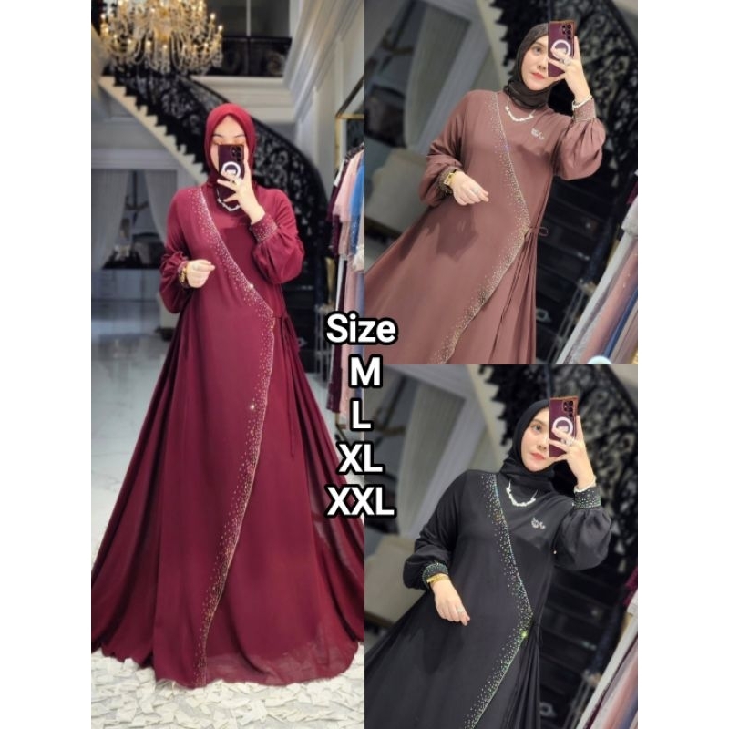 Abaya Swaro//Gamis remaja//Gamis maxy Shimer silk//Gwmis dewasa//Gamis kondangan//Gamis susun//Gamis