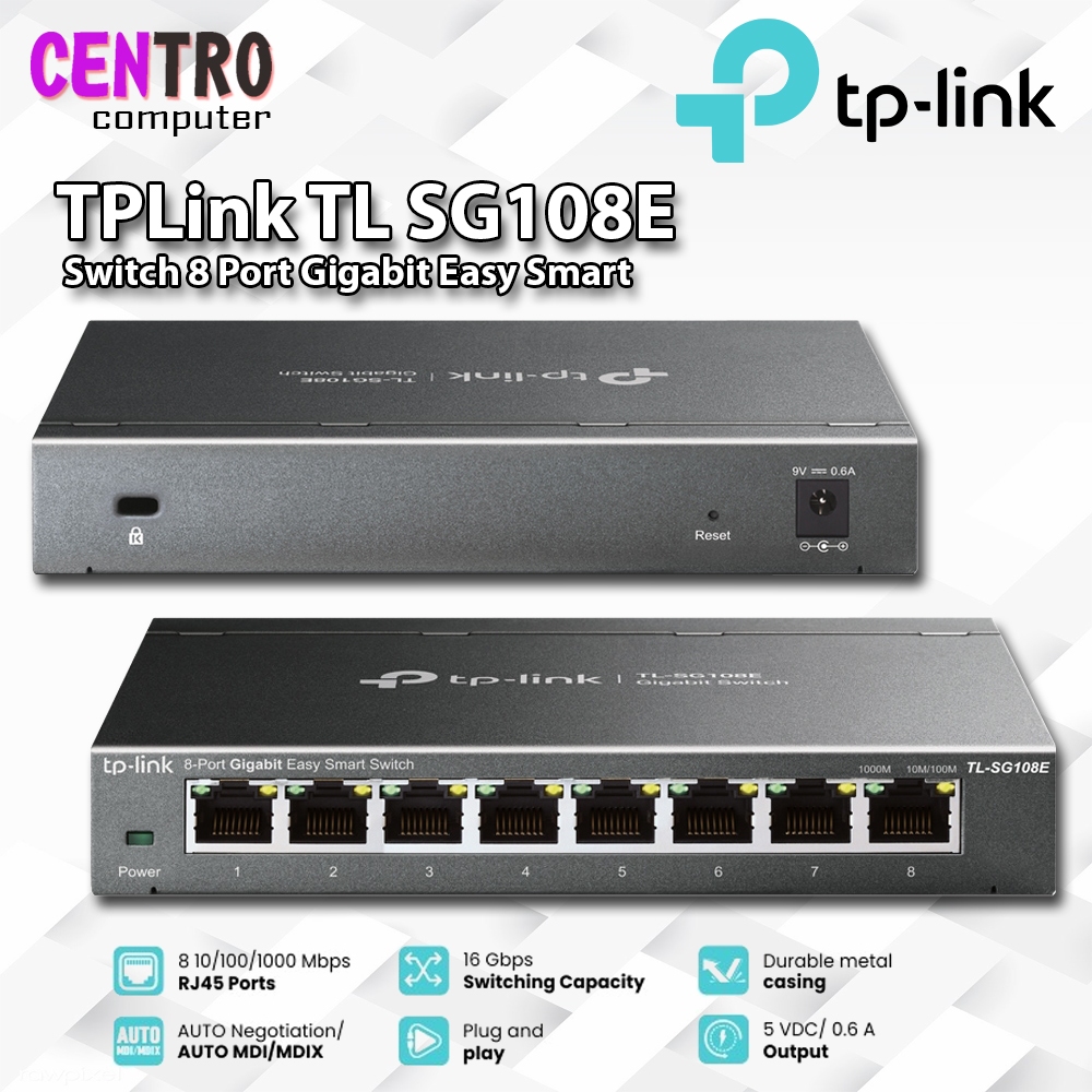 TPLink TL SG108E Switch 8 Port Gigabit Easy Smart TP-LINK TL-SG108E 8 PORT