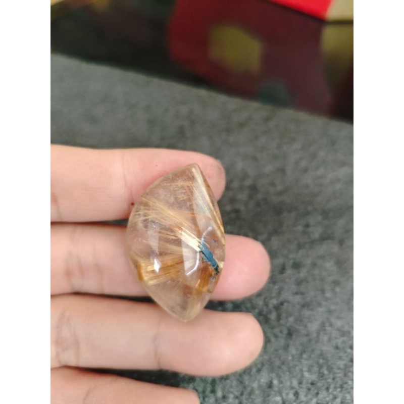 Batu Kecubung Serat Emas Jumbo Kipas