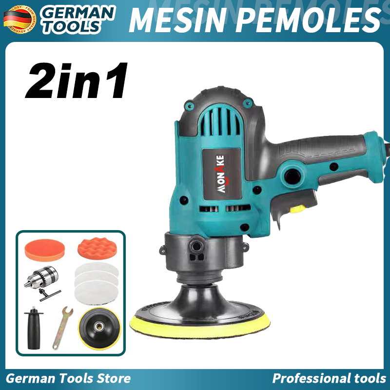 German tools Mesin Poles Mobil Polisher 5 INCH Alat Poles Cat Mobil Full Set Car Alat Disc Disk kaca