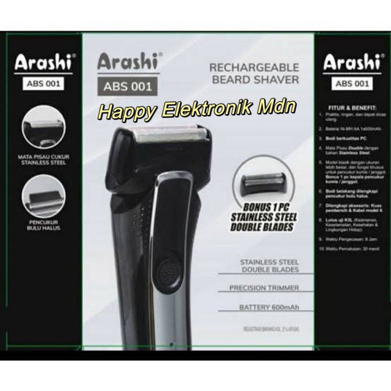Arashi Shaver Pencukur Jenggot Pria Rechargeable Arashi ABS 001 Arashi pencukur kumis dan pencukur j