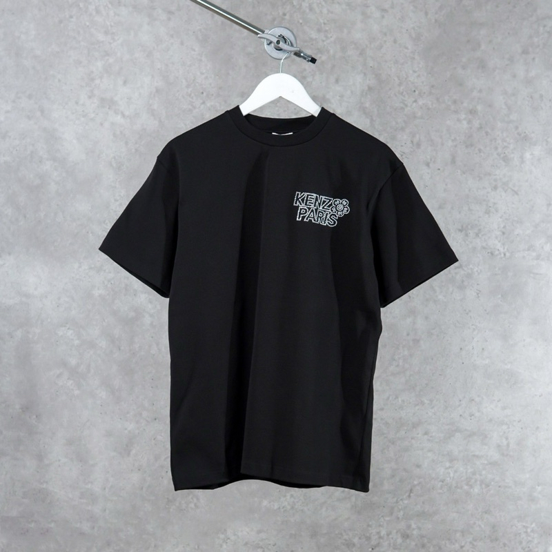 Knzo Paris Rue Vivienne Floral Embroidered White Tshirt in Black (unisex)