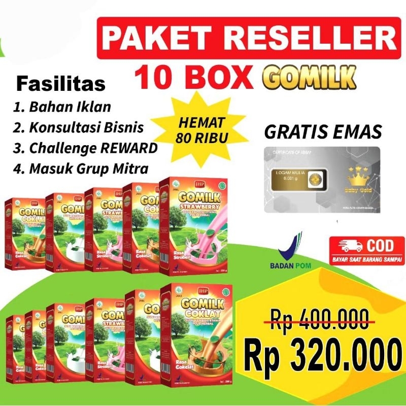 

( Gratis Emas ) Paket 10 Box - Gomilk Susu Kambing Etawa Plus Herbal - Gomilk Susu Kambing Etawa