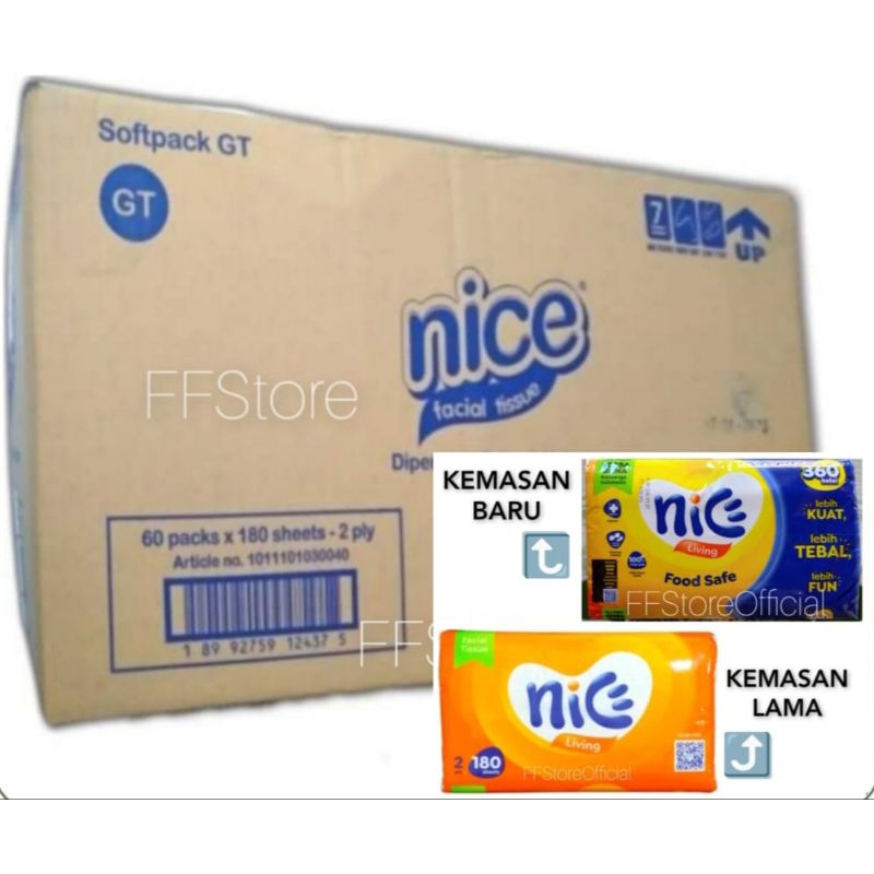 NICE Tisu Wajah 180 Sheets (1 Dus isi 60 Pcs)