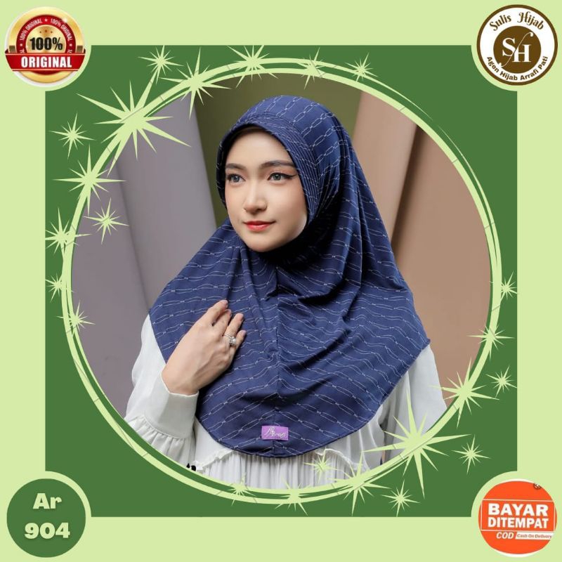 Promo - Arrafi AR 904 hijab jilbab kerudung bergo jersey instan motif olahraga senam sporty joging l
