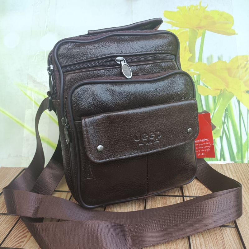 TAS SLEMPANG PRIA JEEP/TAS KULIT ASLI/TAS SLLEMPANG 100% KULIT SAPI