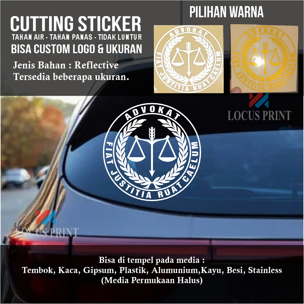 Cutting Sticker Stiker Advokat Timbangan Hukum Lawyer Pengacara Anti Air Anti Luntur