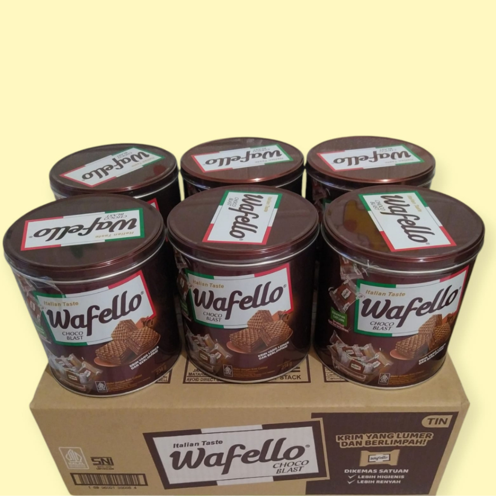 

Wafello Wafer Choco Blast 234gr kemasan kaleng 1 dus isi 6 kaleng