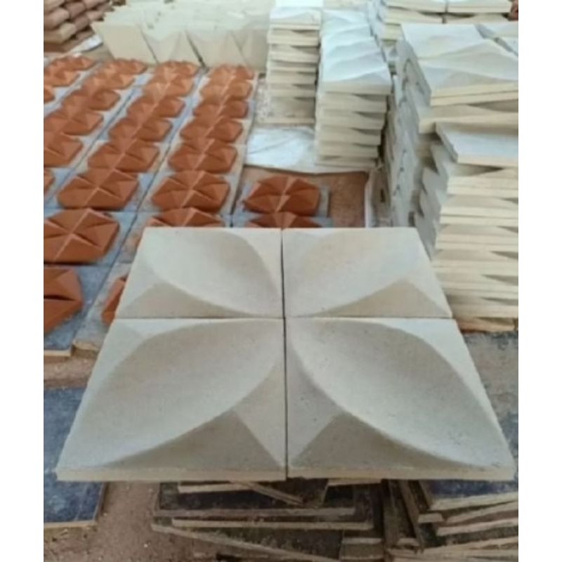 Panel 3D motif daun/roster beton/Panel3D