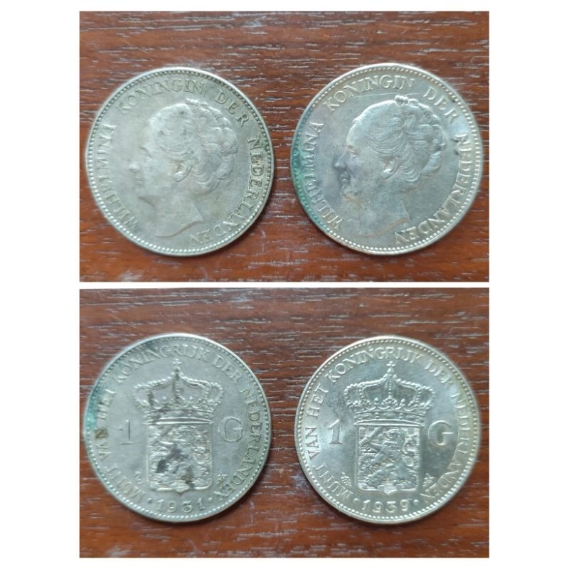 Koin 1 G wilhelmina 1931 dan 1939
