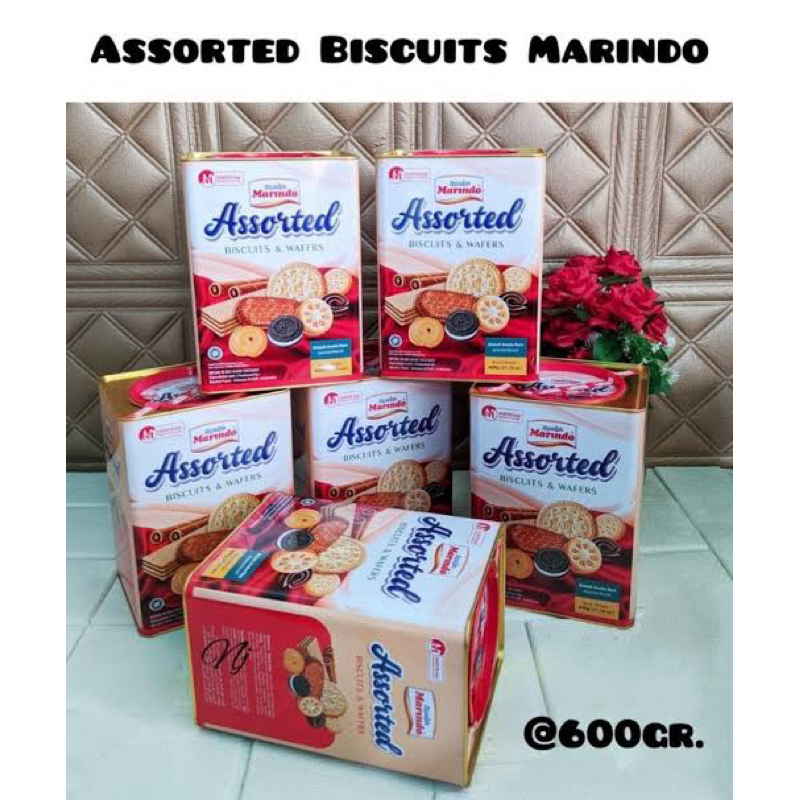 

( 1 Karton isi 6 Kaleng ) Marindo Assorted Biscuits & Wafers Kaleng Segi 600gr