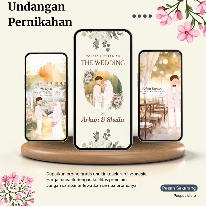 UNDANGAN DIGITAL VIDEO PERNIKAHAN PREMIUM MEWAH DAN ELEGANT FULL LAYAR