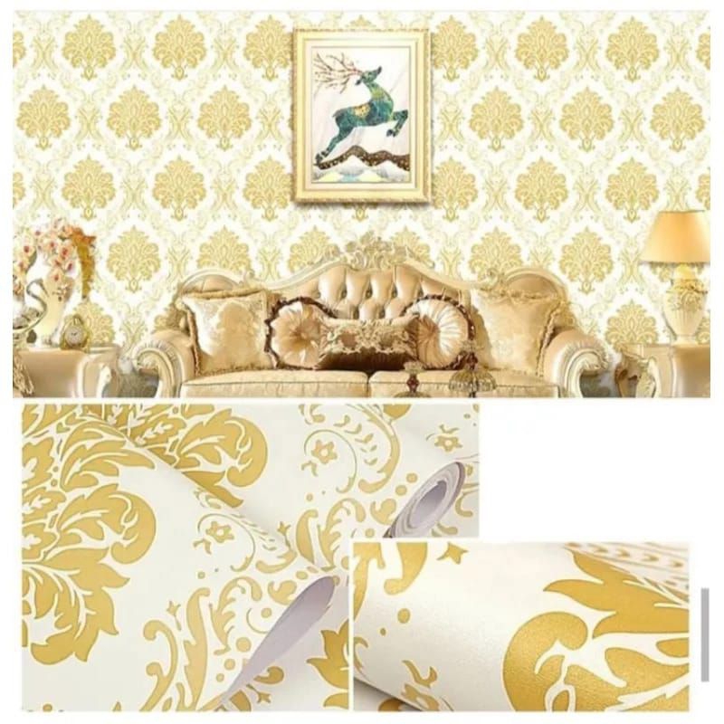 Wallpaper Dinding Aesthetic Wallpaper Dinding Motif Batik Kuning Wallpaper Dinding Kamar Wallpaper D