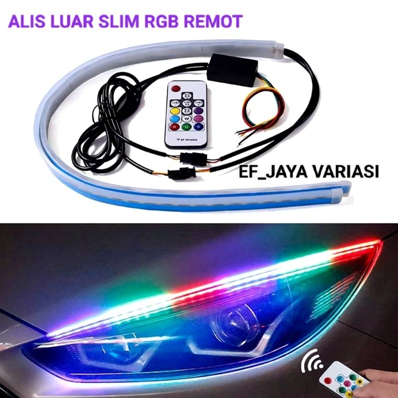 Lampu Led Alis Rgb Remot 12V Sein Running Mobil & motor Sepasang
