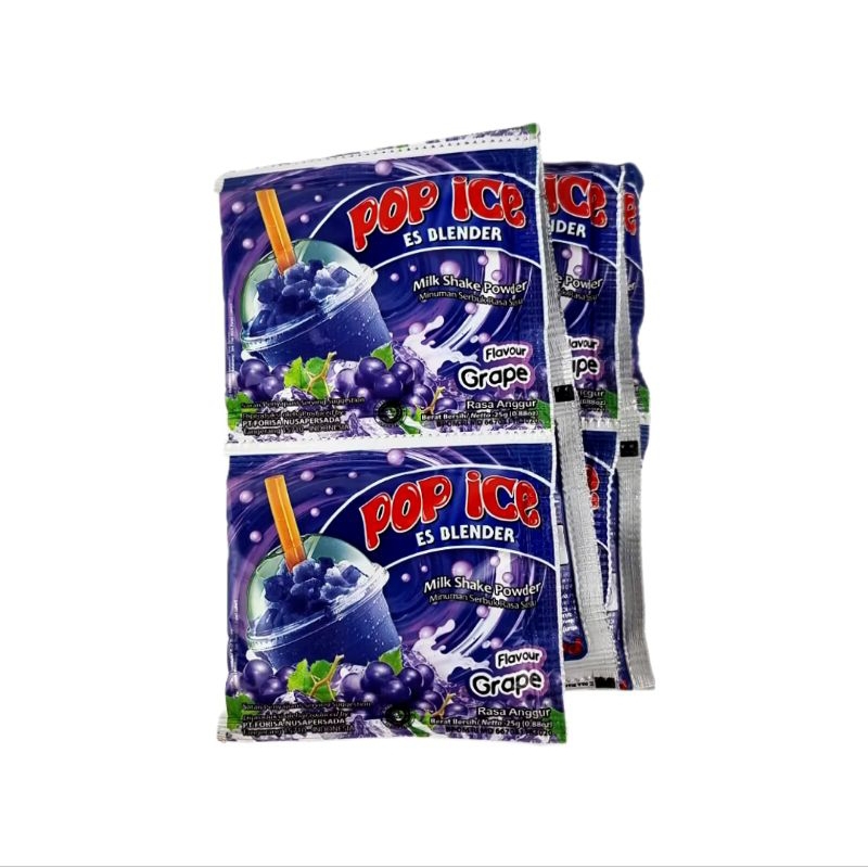 

Pop Ice Milk Shake Powder - Rasa Grape (1 renceng/10 sachet)