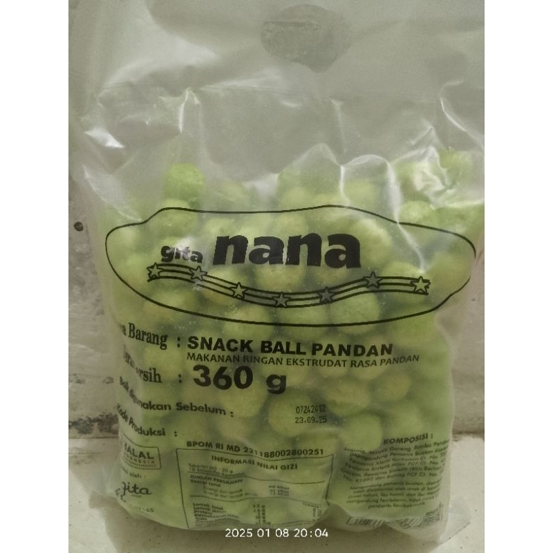 

Nana Snack Ball Pandan Makanan Ringan 360g