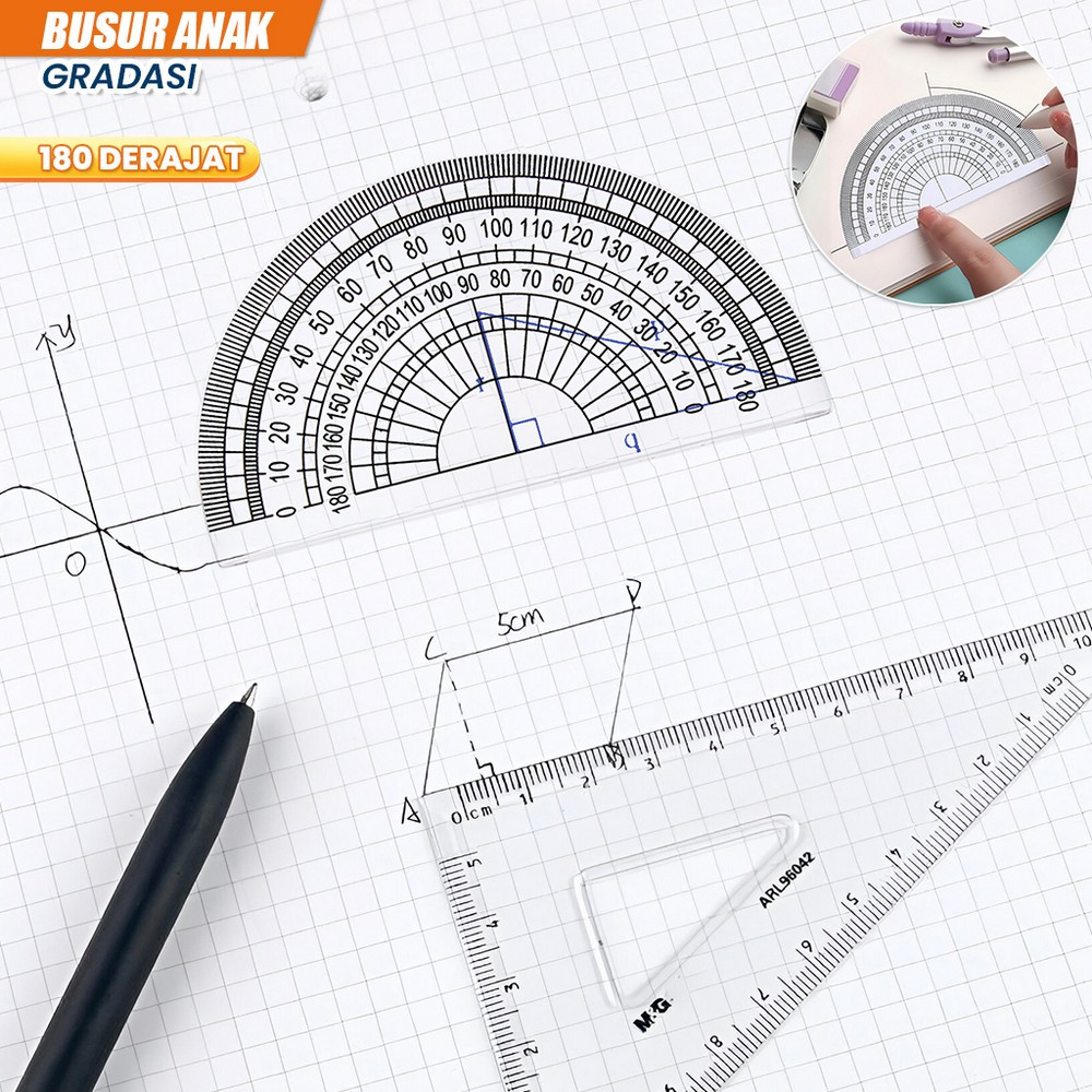 

Busur Derajat Plastik Transparan Plastic Protractor 180 Derajat / Penggaris Busur Mistar 180 Half Circle Ruler Multifungsi Stockami A108