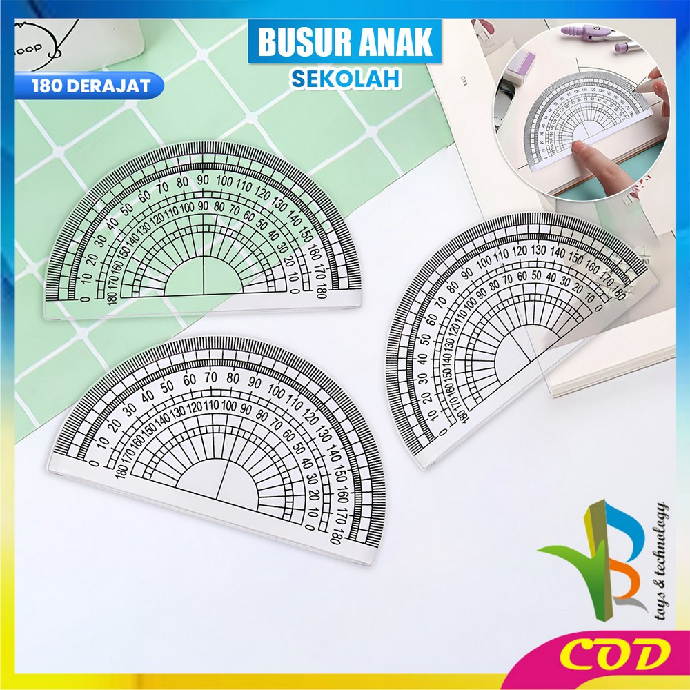 

RB-A108 Busur Derajat Plastik Transparan Plastic Protractor 180 Derajat / Penggaris Busur Mistar 180 Half Circle Ruler Multifungsi