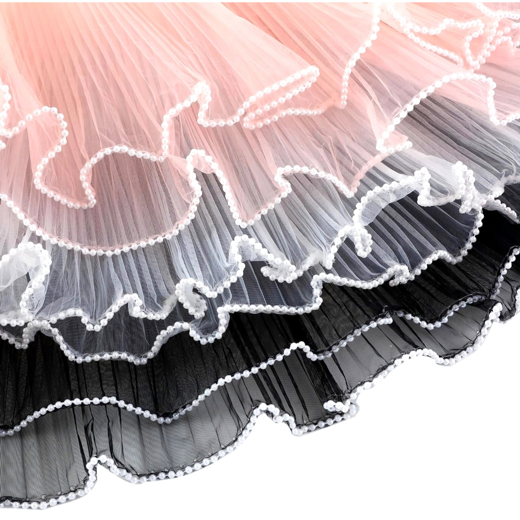 

28 cm x 90 cm - Renda Kerut Mutiara Kain Chiffon Gelombang Curly Pearl Wave Ruffle Lace Mesh Wavy Wrapping Korean Mermaid Tail Korea Mes Mess Bungkus Bunga Rufle Lipat Lipit Wraping Chifon Cifon Melar Kue Cake Hias Hiasan Buket Bucket Curl Lingkar Dekor
