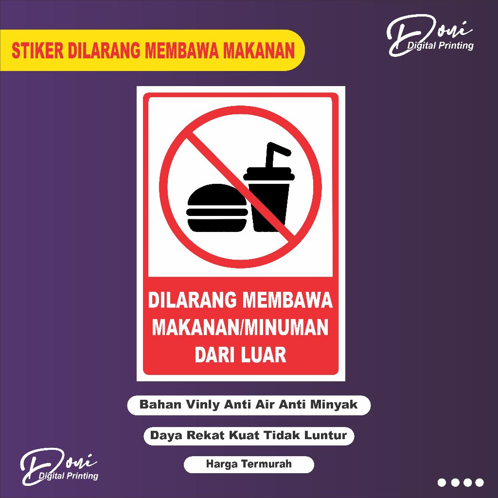 

Stiker Dilarang Membawa Makanan / Stiker Dilarang Membawa Makanan Minuman Dari Luar / Stiker Dilarang Membawa Makanan / Stiker Dilarang Membawa Minuman