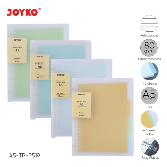 

JOYKO A5-TP-P519 BINDER NOTE A5 COVER TRANSPARAN JOYKO TP-P / MAP BINDER JOYKO