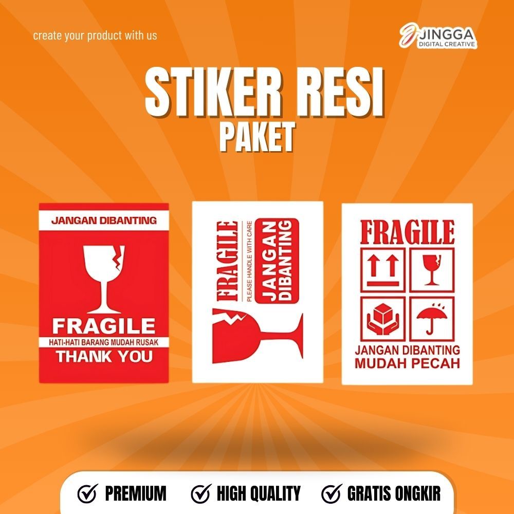 

[1 PACK ISI 25 PCS] Stiker Fragile | Stiker Paket | Label Fragile | Label Paket jangan Dibanting Ukuran 6.5 x 9 CM