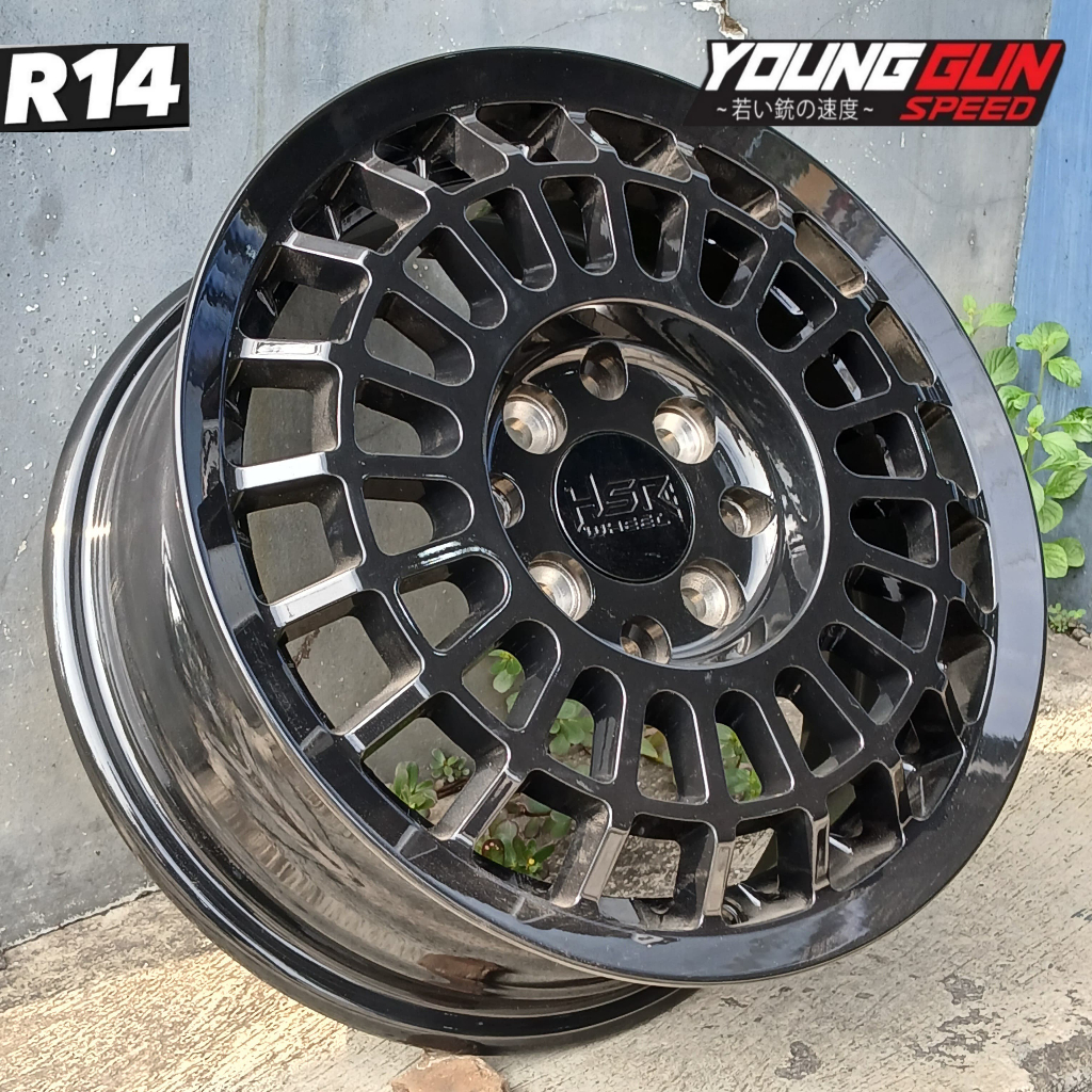 velg clasic r14 hsr futbuls for wuling airev brio agya vios city pelek racing ring 14 black gloosy